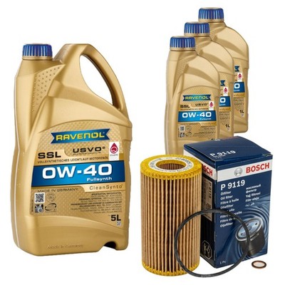 Inspektionspaket 8L RAVENOL SSL 0W-40 für BMW 3er E46 320d 318d 5er E39 520d