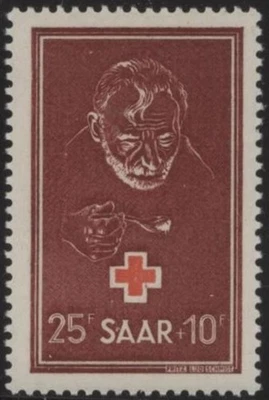 Saar 1950 Red Cross - Food for the Hungry 25f+10f, mint lightly hinged - Image 1 of 2