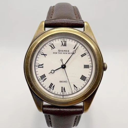 Seiko Avenue 5S21 6A30 Quartz Sweep Watch Mens Vintage Rare Classic White Dial