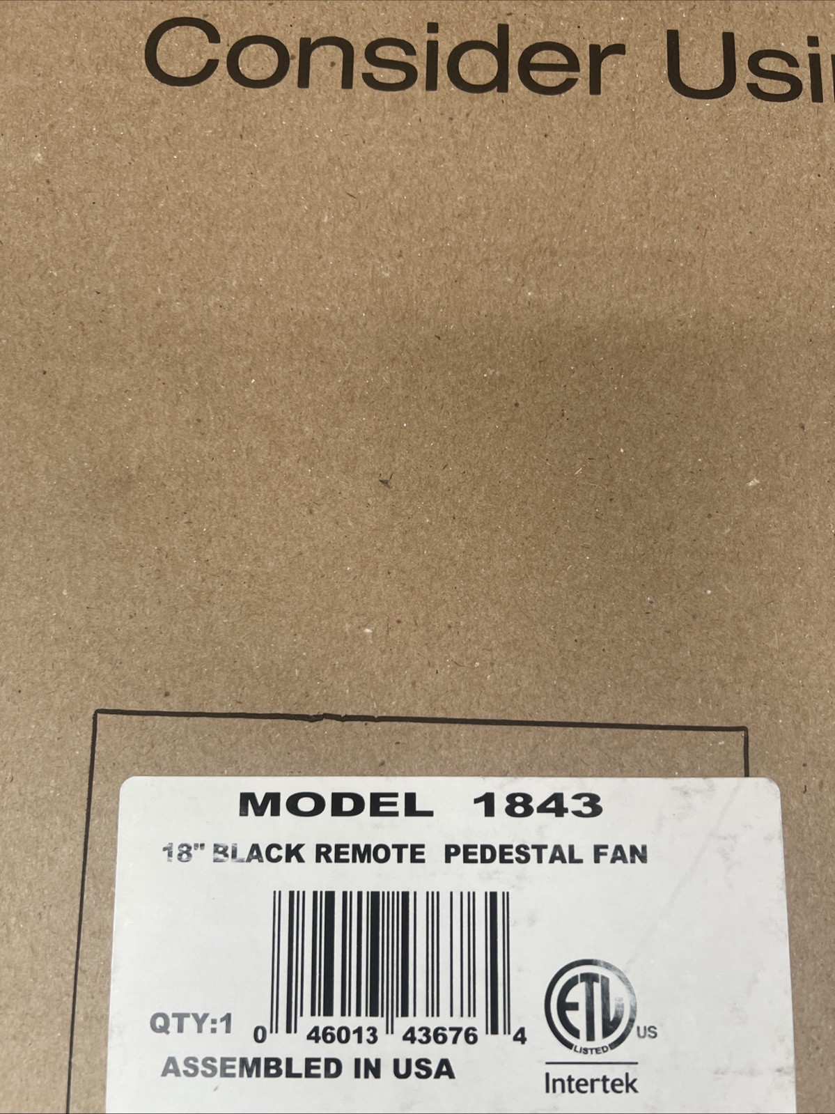 Lasko 1843 18 inch Pedestal/Standing Fan - Black