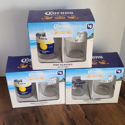 Corona extra beer glass, Pint Glasses 3 Sets Of Two With Box