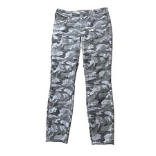 Pilcro  Letterpress Camo Pants Women 28 Green Silver Velour High-Rise Skinny