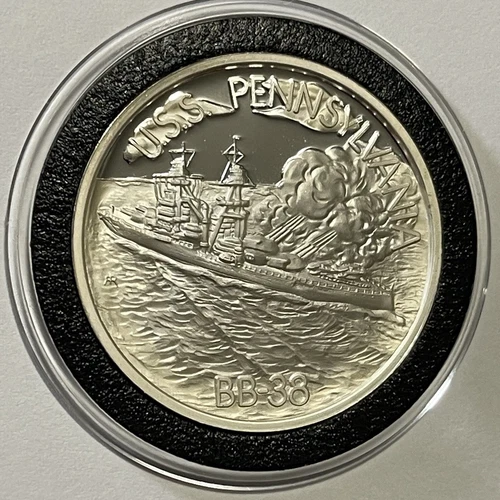 USS Pennsylvania BB-38 Pearl Harbor Vintage Rare Coin 1 Troy Oz .999 Fine Silver