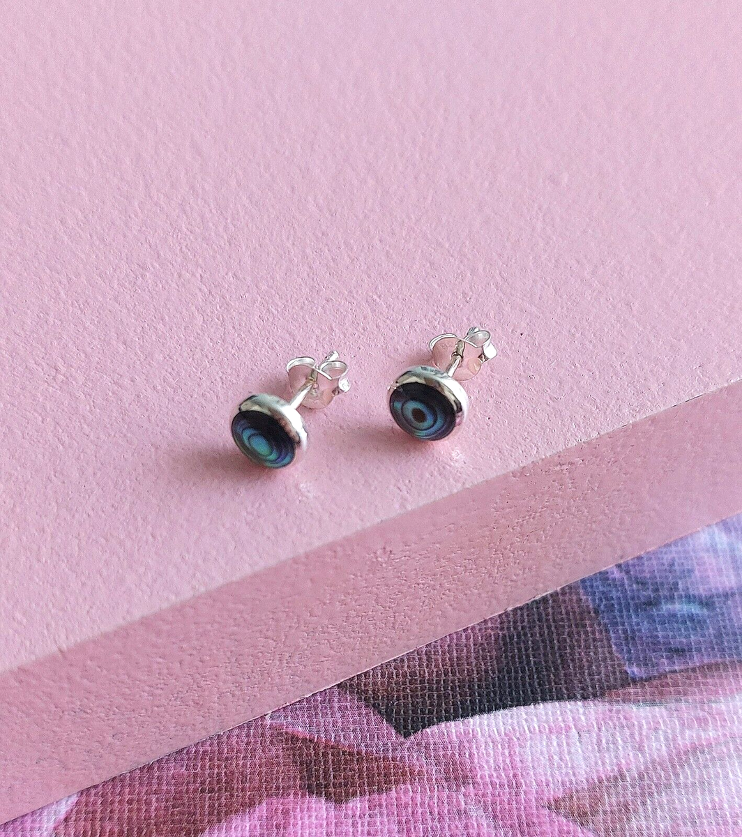 Silver & Paua Shell Earrings in 3D Waves - Earrings from Shipton and Co UK