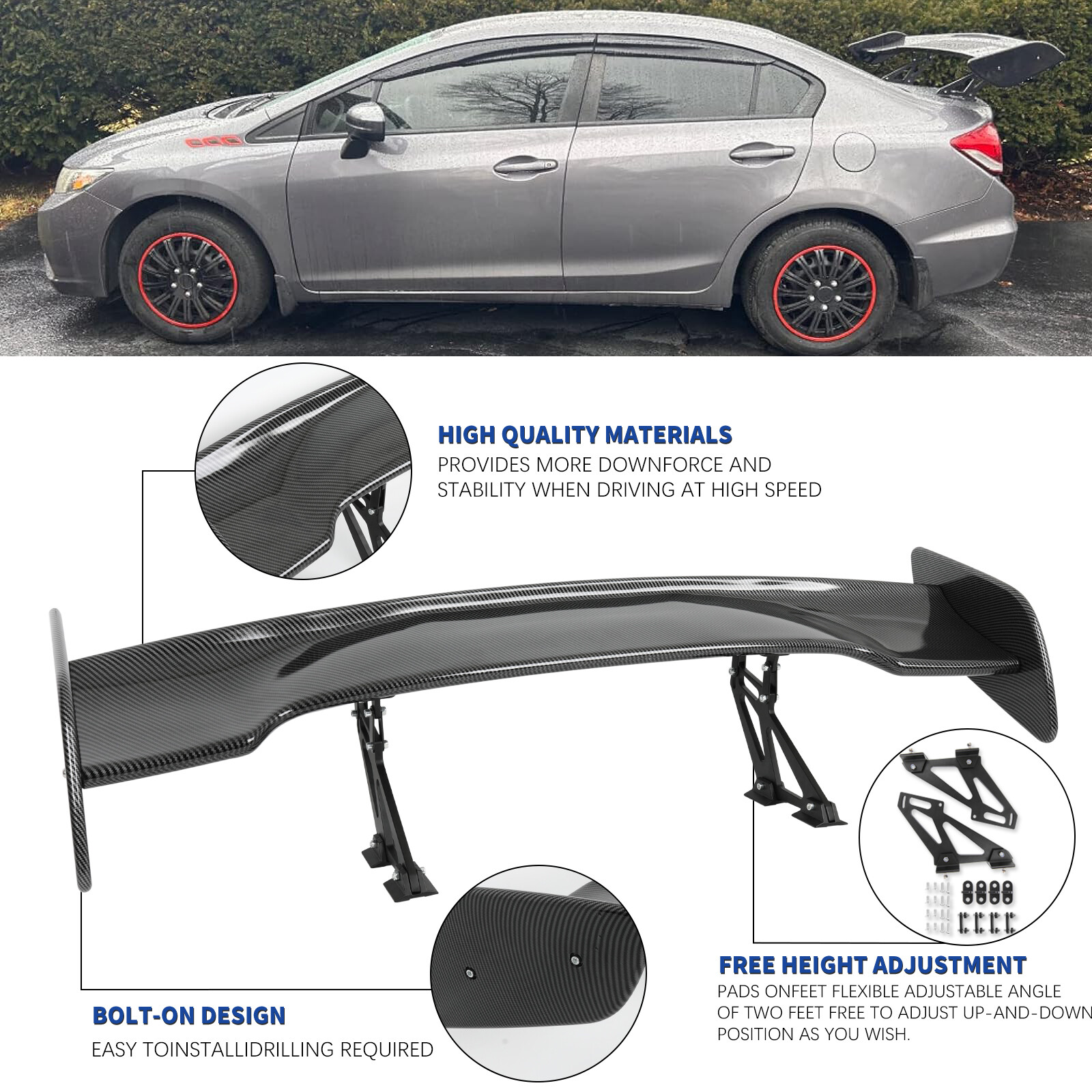 For Porsche 911 GT3 RS Coupe 46" Carbon Fiber Rear Trunk Spoiler GT Wing Racing