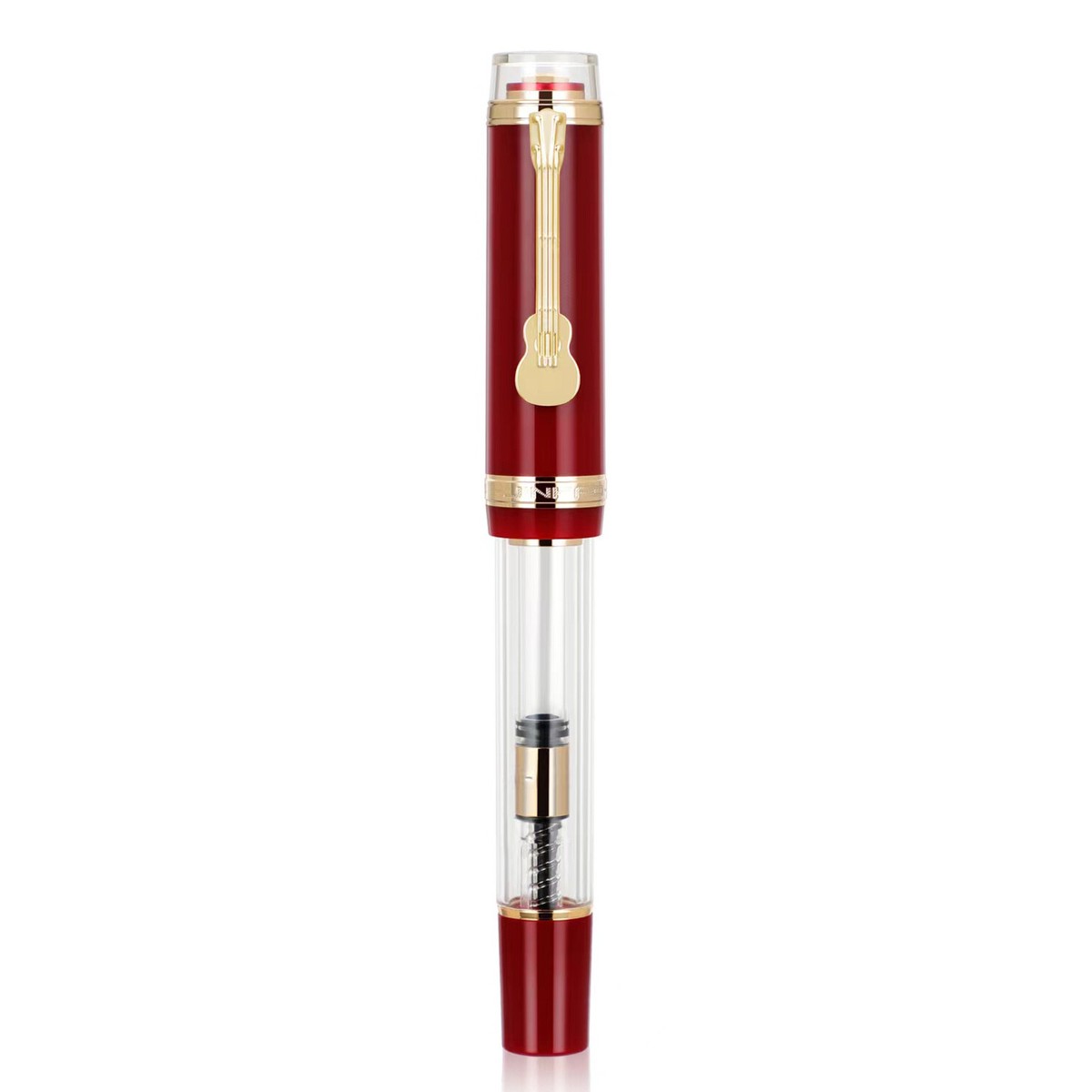 Jinhao 1935 Fountain Pen #8 F/M Nib with Guitar Clip, Red Resin