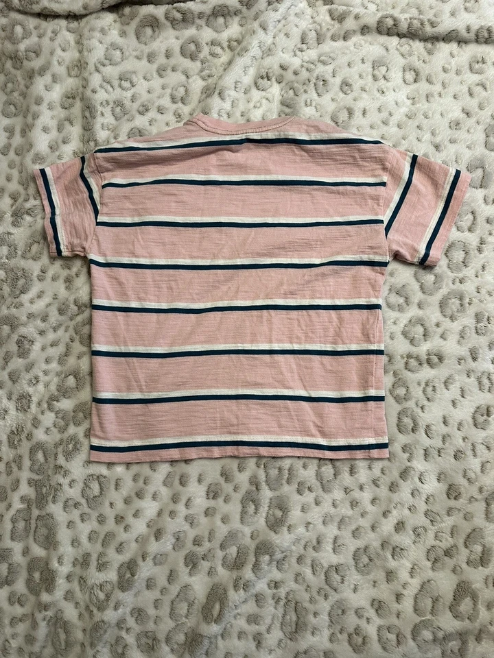 Camiseta rosa con rayas T6 para niños talla S (6-7) azul marino antiguo Foto 3 de 3