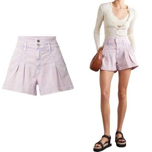 Veronica Beard Womens Jaylen High Waist Pleated Denim Shorts Size 32/14 Lavender - 第 8/8 張圖片