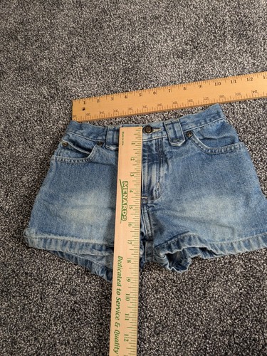 Y2K Arizona Jean Shorts Blue Jean Denim Girls Size 7 SLIM Fold Over Pocket - Picture 8 of 10