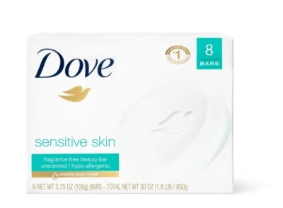 UNILEVER Dove Sensitive Skin Gentle Beauty Bar Soap, Unscented, 3.75 Oz (8 Bars)