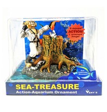 DIVER WITH EEL Action Air Ornament Fish Tank Decor Aquarium Decoration White