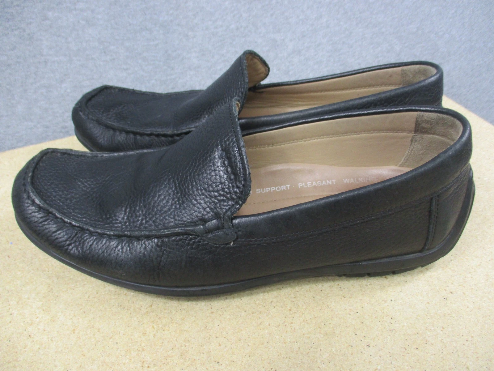 Scarpe mocassino da guida slip on Ecco in pelle nera taglia EUR 44 US 10 10 5