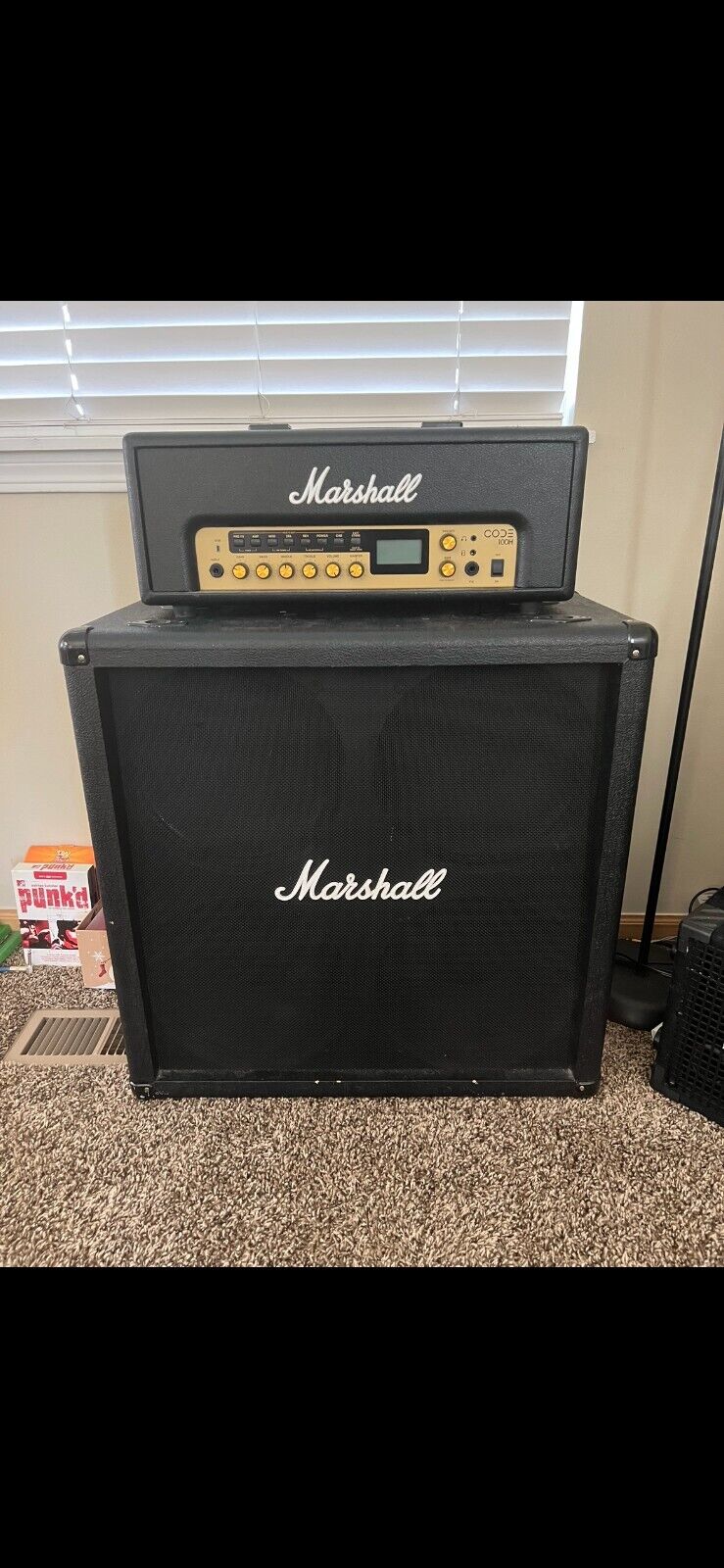 Marshall CODE100H head with vintage cab.