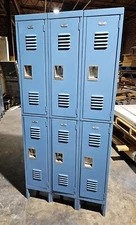 36" W x 15" D x 78" T Edsal Light Blue 2-Tier 6-Compartment Lockers - 23 Avail!