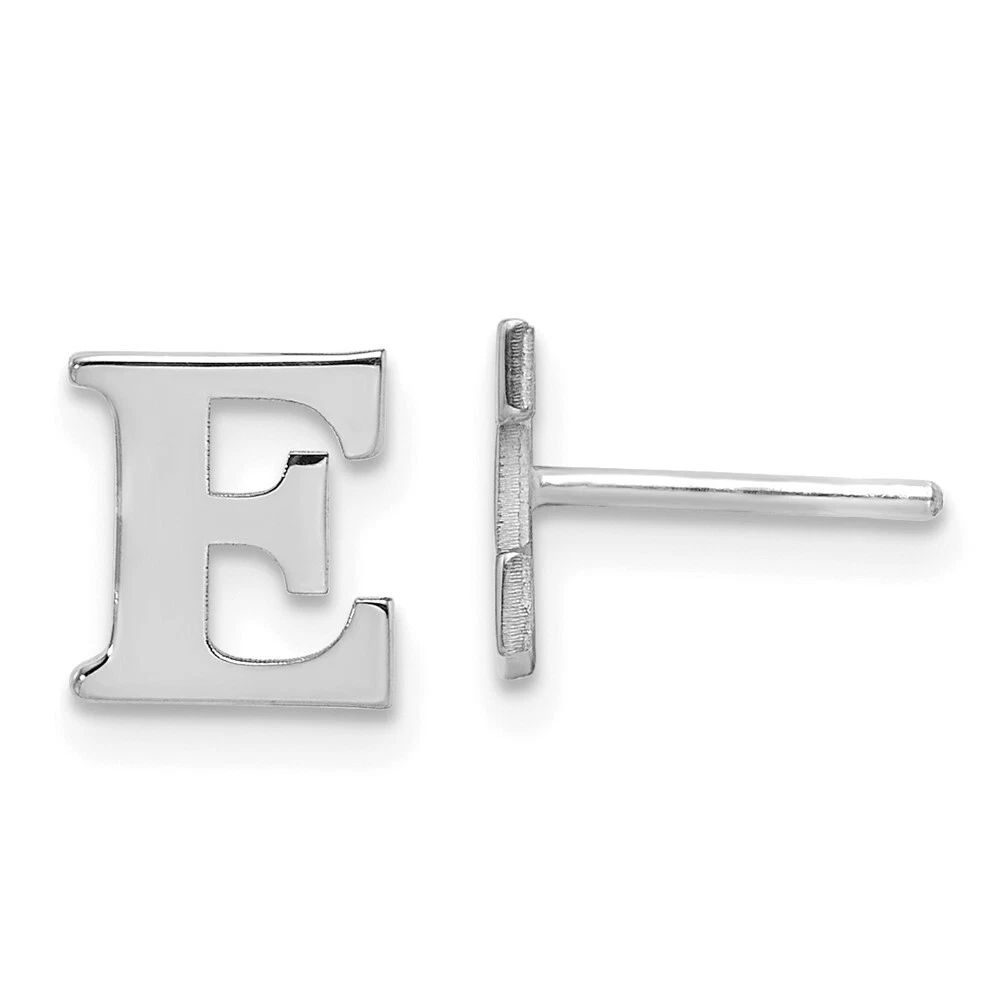 14k White Gold Letter E Initial Stud Earrings Perfect Gift for Her
