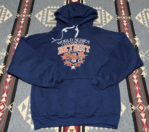 Vintage 1984 Detroit Tigers World Series hoodie  Sweatshirt Sz M Logo 7 R1 - Picture 1 of 7