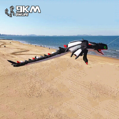 13m Black Dragon Kite Soft Inflatable  Line Laundry Kite 30D Ripstop Nylon W/Bag