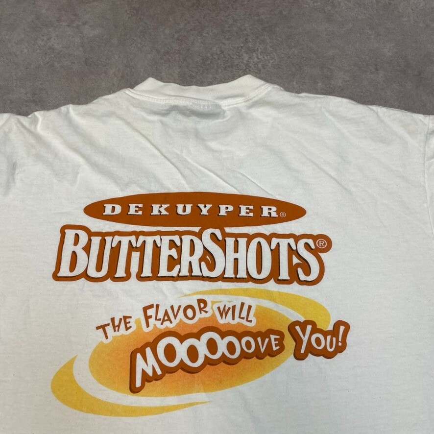 Buttershots T-Shirt Mens Snack Graphic Spellout Short Sleeve Tee, White XL image 8