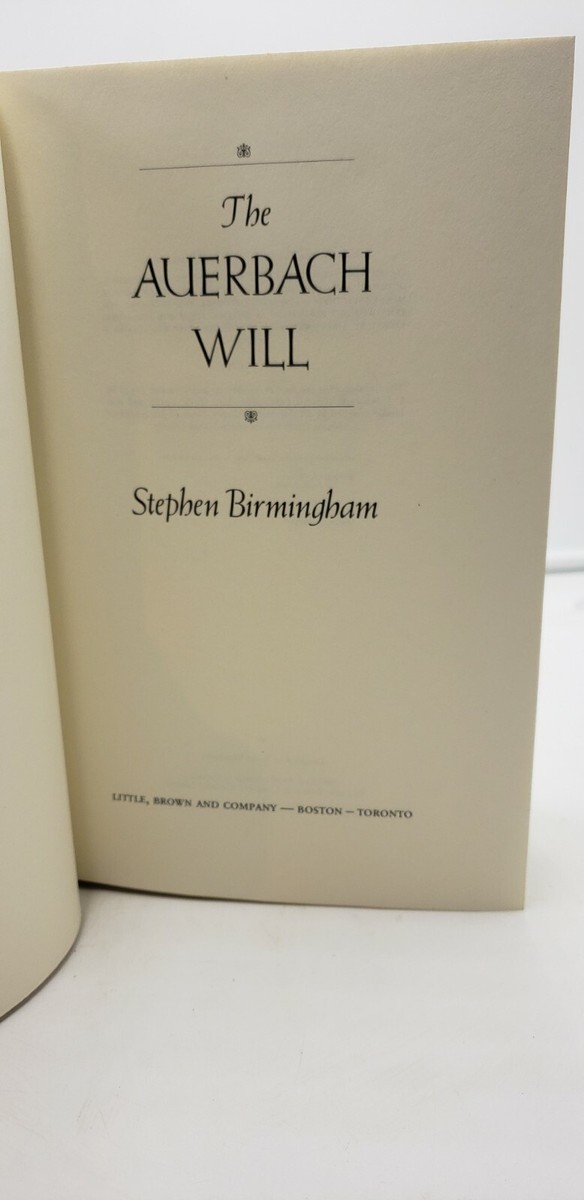 The Auerbach Will Stephen Birmingham Signed 1st Edition | eBay