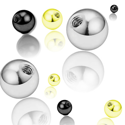 2x ERSATZKUGEL PIERCING ERSATZ BALL SILBER SCHWARZ GOLD SCHRAUBKUGEL 1,2 1,6