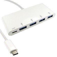 USB Type C 3.1 to 4 Port USB 3.0 Hub with PD Function + USB C Charging Port