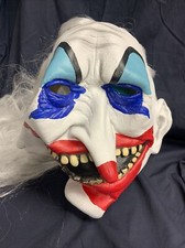 Creepy Clown Mask w/Wig for Halloween Costume/Props. White Wig