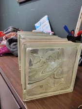 Vintage Architectural Glass Block Brick Wavy 8"x8"x3"