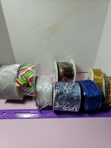 Lot Of 8 Spools Vintage Ribbons Some Have Been Used Christmas Crafting Wreaths - Picture 11 of 24