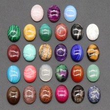 13 18mm Oval Cabochon Beads Flatback Cab Gemstone Polished Jewelry Making DIY
