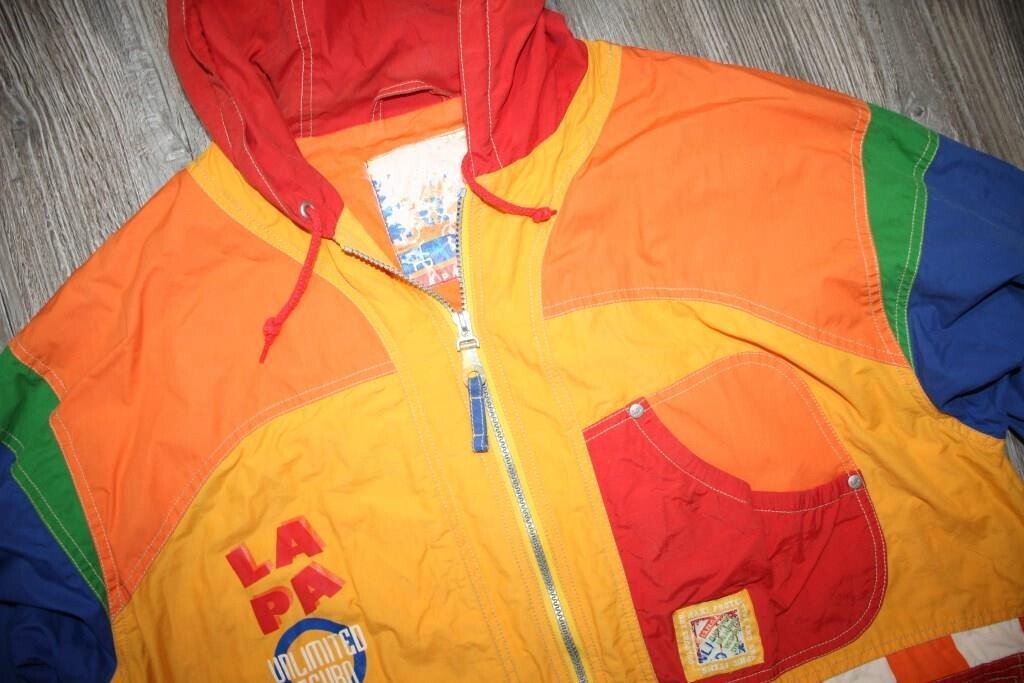 Lapagayo Vintage Jacket Nautical Hooded 90s Retro Collourfull Full