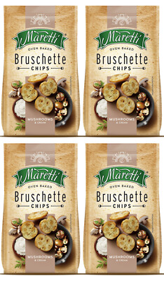 4 BRUSCHETTE MARETTI Mushroom & Cream Flavor Oven Baked Bread Chips Snacks 70g