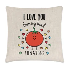 I Love You From My Head Tomatoes Linen Cushion Cover Pillow - Funny Valentines