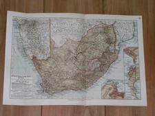 1912 ANTIQUE MAP OF SOUTH AFRICA NAMIBIA KAAPSTAD CAPE TOWN DURBAN LESOTHO