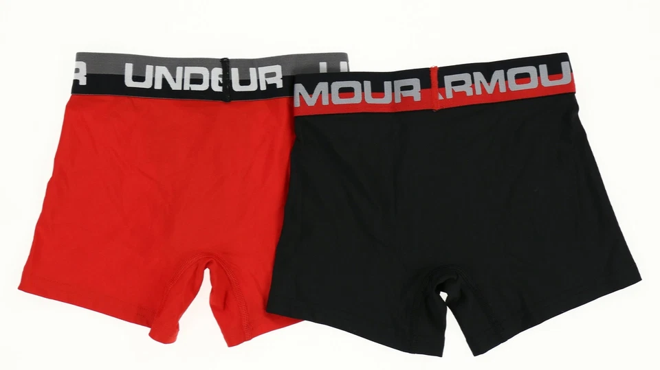 Paquete de 2 calzoncillos boxer Under Armour 240949 para niños negros/rojos talla juvenil pequeños Foto 2 de 2