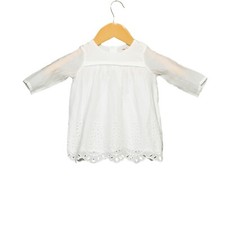 Bonpoint Eyelet Top 6 Months Kids Girl Casual Long Sleeve Ivory Blouse NEW 38756