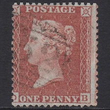 R49_23 GB QV 1855 1d RED-BROWN PLATE 11 SGC6(1) DB FU LIGHT CANCEL MISPERF