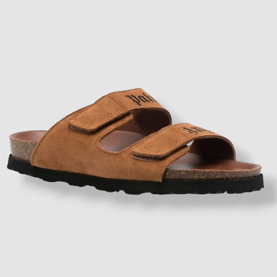 $505 Palm Angels Womens Brown Suede Double-Strap Sandal Shoes Size EU 39/US 9