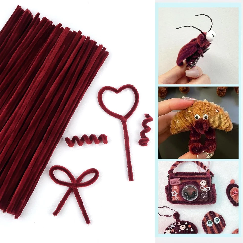 Pfeifenreiniger Weinrot Chenilledraht Basteln 100 Stück 30cm 6mm Handwerksprojek - Bild 4 von 4