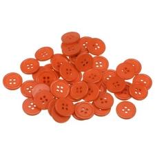 80pcs 28L Sewing Buttons 11/16" Resin Round Flat 4-Hole Craft Buttons, Orange