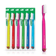 GUM Classic Toothbrush for Adults, Soft Bristles, Full Head, Includes Rubber ...
