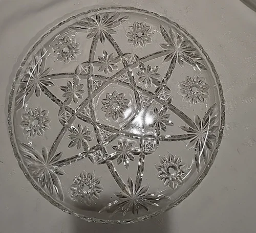 Vintage Anchor Hocking 10.5" Star of David Crystal Glass Serving Tray Cake Plate
