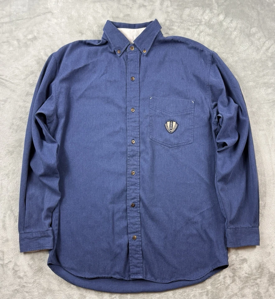 Camisa clásica con botones azul preppy Y2K Bugle Boy años 90 ropa para hombre M Foto 3 de 4