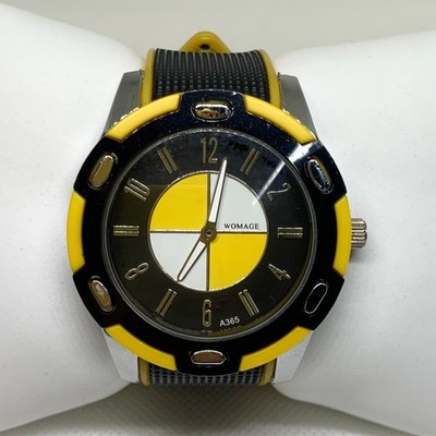Men s Womage quartz analog watch 45mm silver tone round two tone running