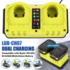 UK Dual Ports Fast Charger P117 For Ryobi 18V Lithium Ni-Cd Battery P107 P108