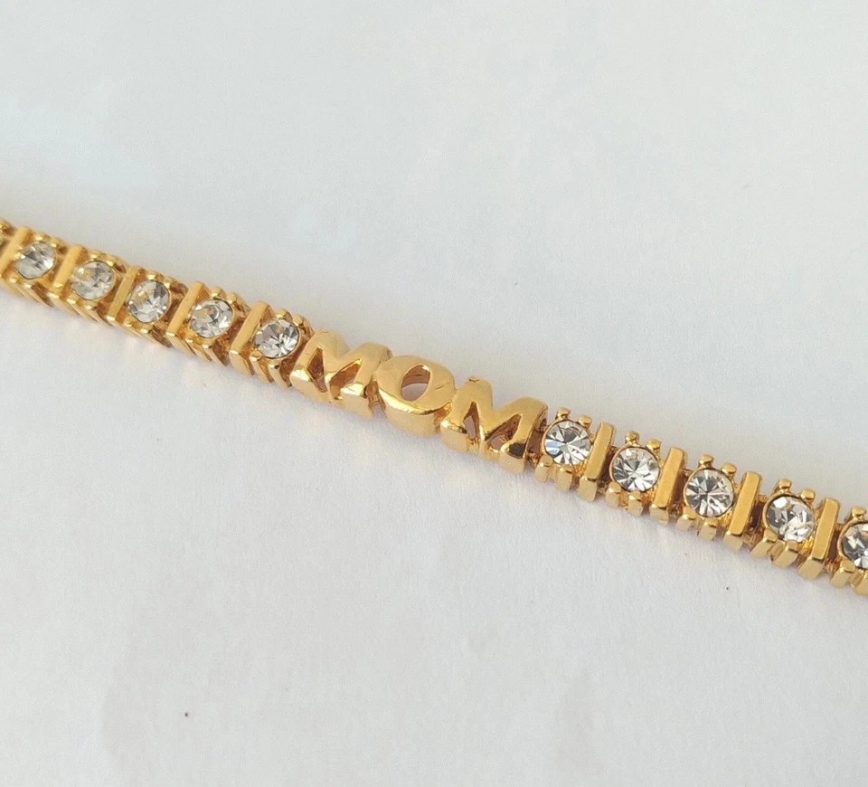 Винтажный мама позолоченный со стразами теннисный браслет 8 дюймов + бесплатный подарок - Изображение 4 из 4