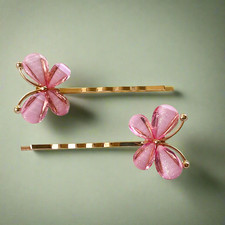 Pink Rhinestone Butterfly Hair Pins Womens Decorative Bobby Pins Pink Aesthetic