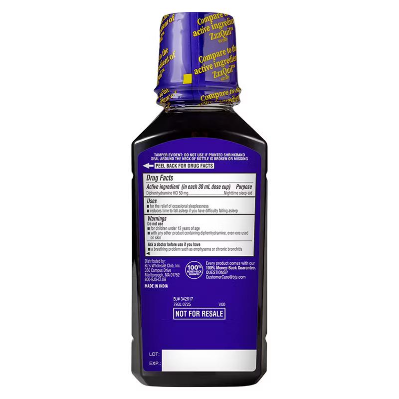 Diphenhydramine HCl 50mg Sleep Aid Liquid 3-Pack x 12oz Compare ZzzQuil Exp-1/28