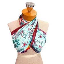 Womens Rectangular Scarf Multi functional Colorful Boho Red Teal Paisley