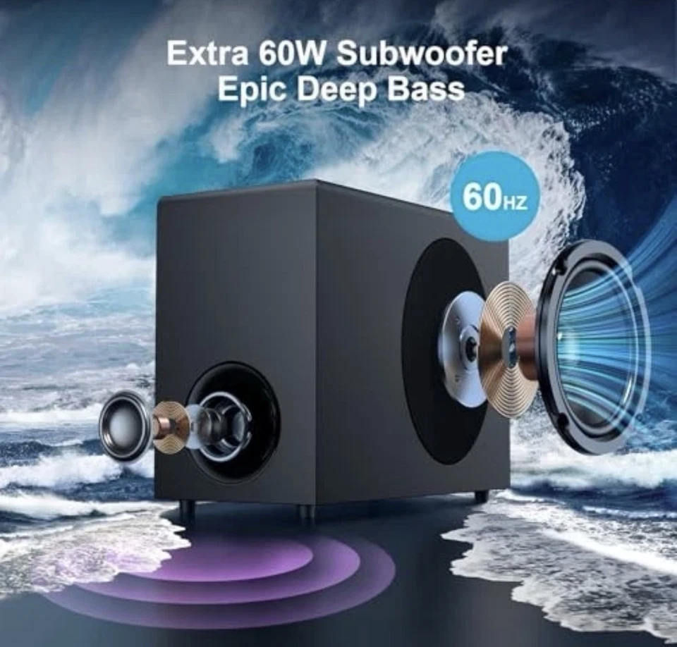 Soundbar mit Subwoofer, 120W Bluetooth 5.0 TV Soundbar Heimkinosystem... - Bild 2 von 4