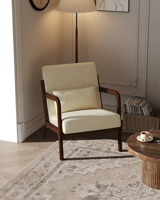 Mid-Century Chenille Accent Chair, Cozy Reading Chair, Modern Lounge Armchair wi